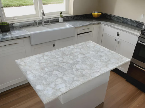 White quartz kitchen - quartz,