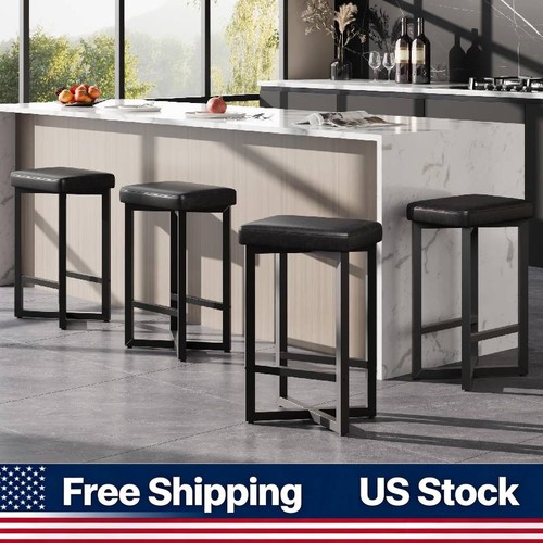 Leather bar stools set 4 - pu,