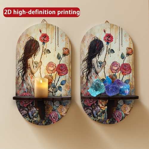 Bohemian rose girl wall - bohemian,
