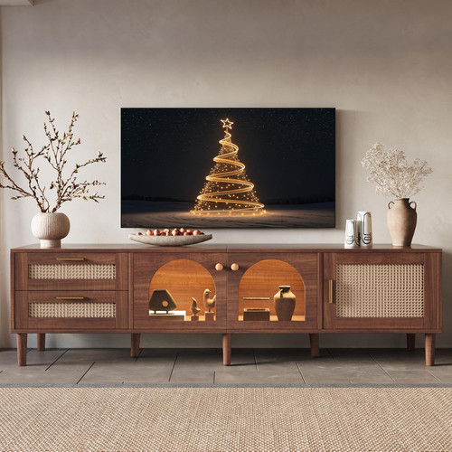 Rattan stand with led - tv,