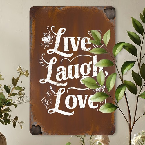 Live laugh love metal tin - metal, sign