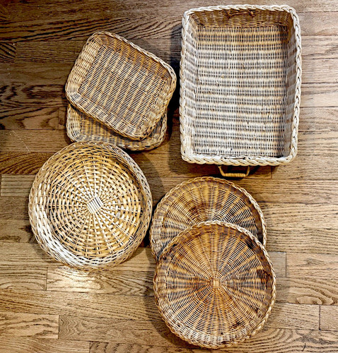 Vintage wicker rattan serving - vintage,
