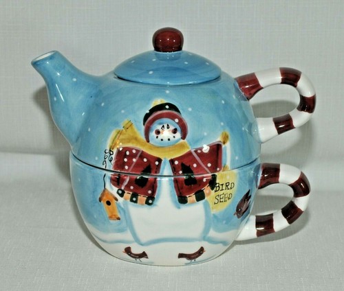 Ceramic snowman tea for - snowman,