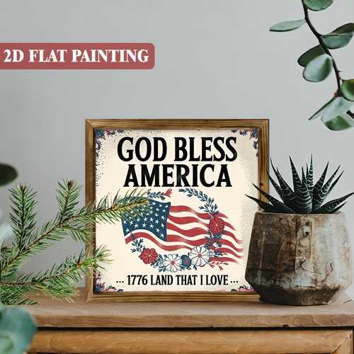 God bless america floral - god, flag