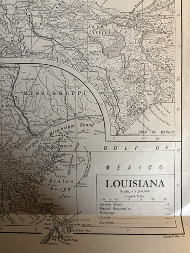 1911 antique louisiana map - antique,