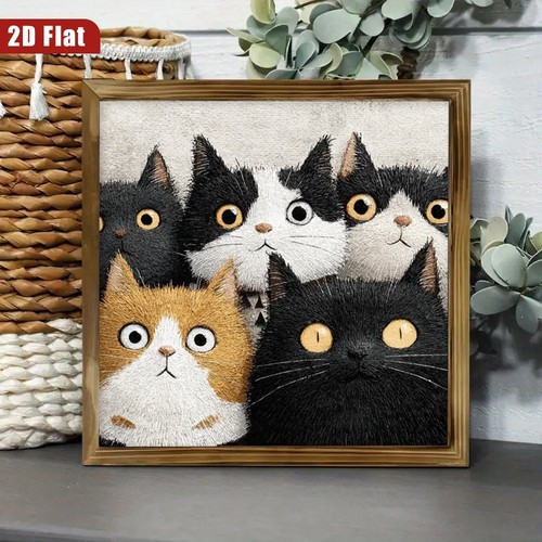 Black white cats group - black,