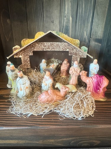 Vintage chalkware nativity - vintage,