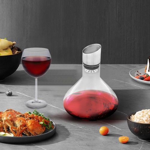 Red wine carafe - red, with