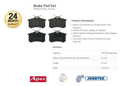 Rear axle brake pads - brake, for