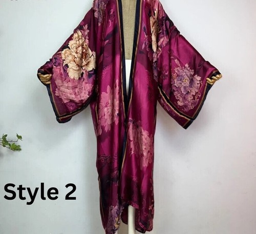 Purple kimono floral print - kimono,