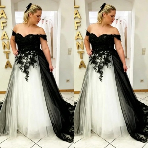 Black wedding dress off - black,