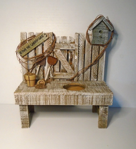 Wood chair bench planter - wood,
