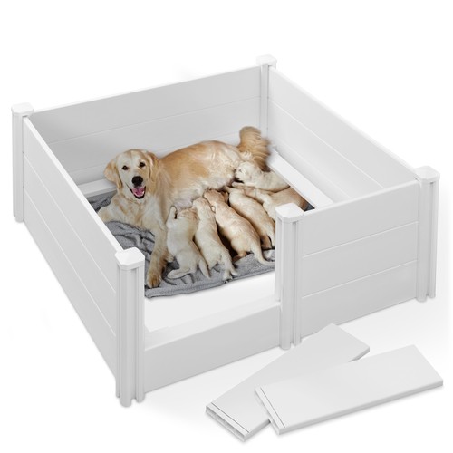 Dog whelping box with rails - dog,