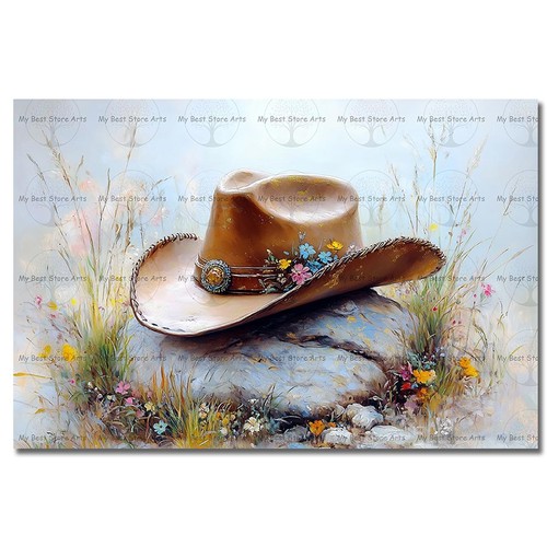 Floral cowboy hat art print - cowboy,