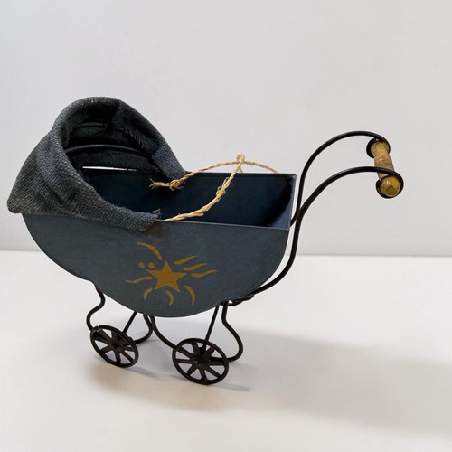 Vintage blue baby carriage - blue,