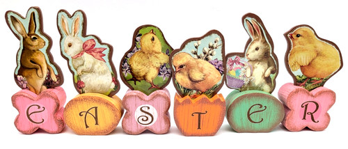 Wood bunny chicks - &, easter
