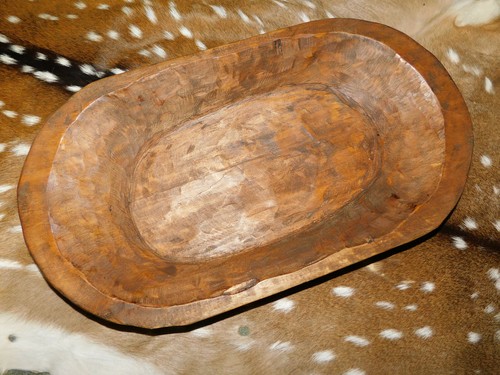 Carved wooden dough bowl - dough,