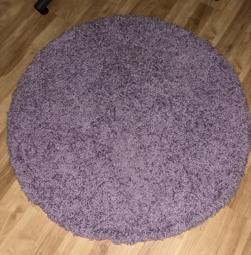 Purple round shaggy rug soft - purple,