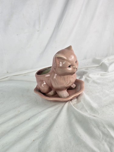 Vintage ceramic cat planter - vintage,