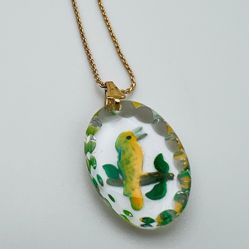 Vintage glass bird pendant - glass,