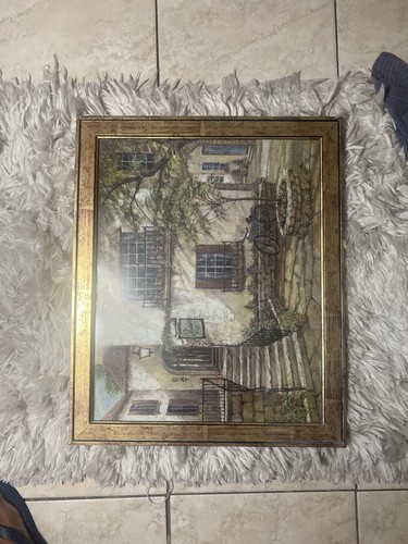 Framed european village art - european,