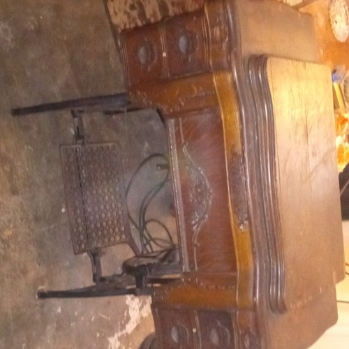White antique treadle sewing - antique,