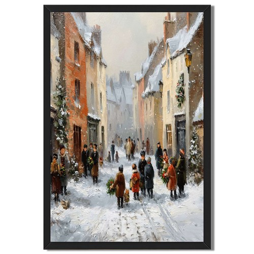 Winter street poster framed - poster,