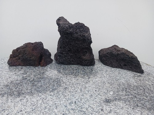 Large cut lava rock black - cut,