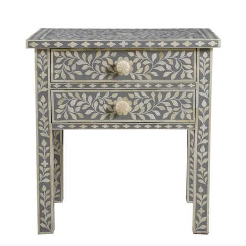 Bone inlay bedside - bone,