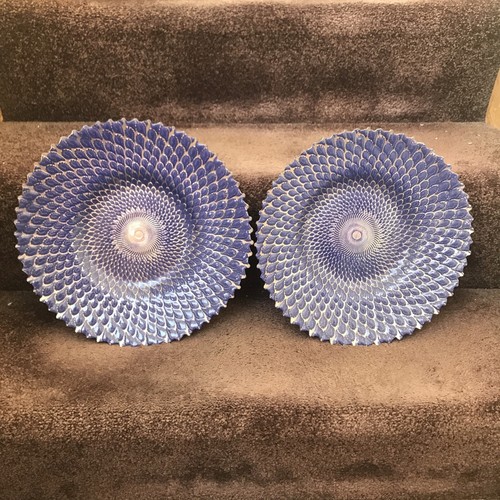 Blue art deco large plate - blue,