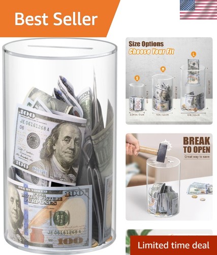 Large clear acrylic piggy bank - clear,