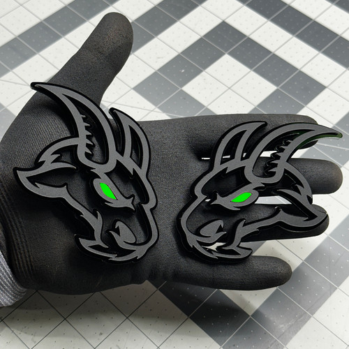 Angry goat green eye black - on,