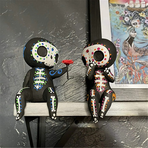 Sugar skull couple statue - sugar,