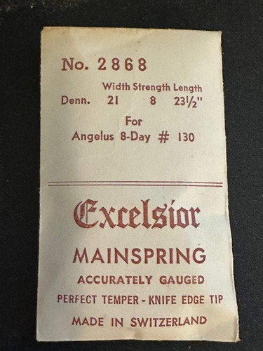 Excelsior 2868 mainspring for - excelsior,