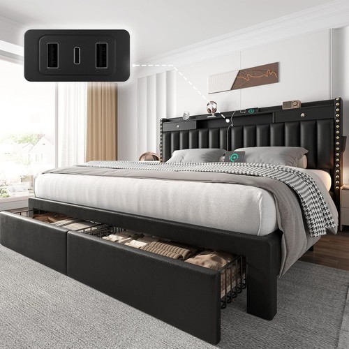 King size bed frame with - bed,