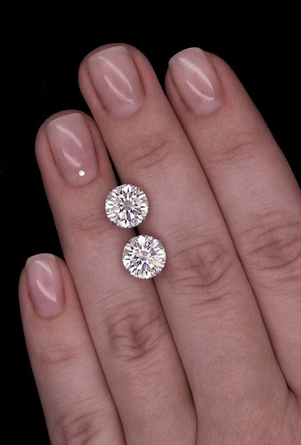 Round cut stud earrings - stud,