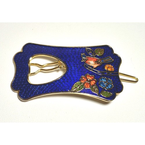 Vintage blue guilloche enamel - guilloche,