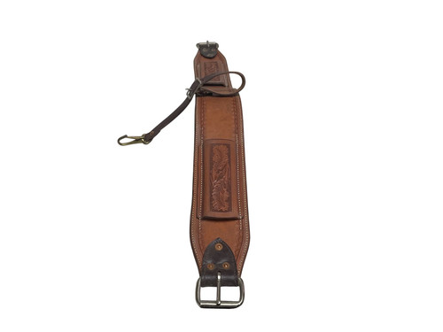 Tooled leather flank cinch - tooled,