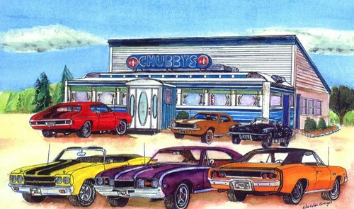 Chubby diner art print - diner,