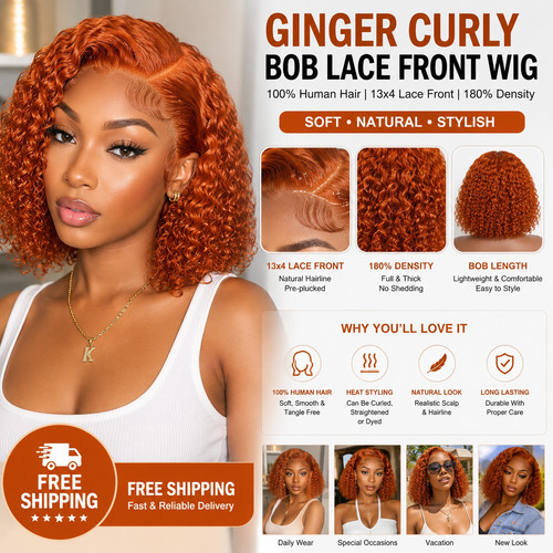 Curly bob wig - curly, 13x4