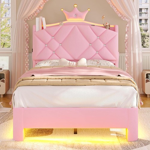 Pink twin bed frame with - bed,