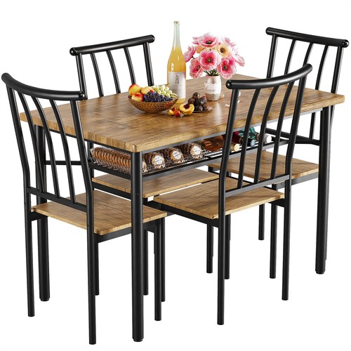 Wood piece dining table set - 5,