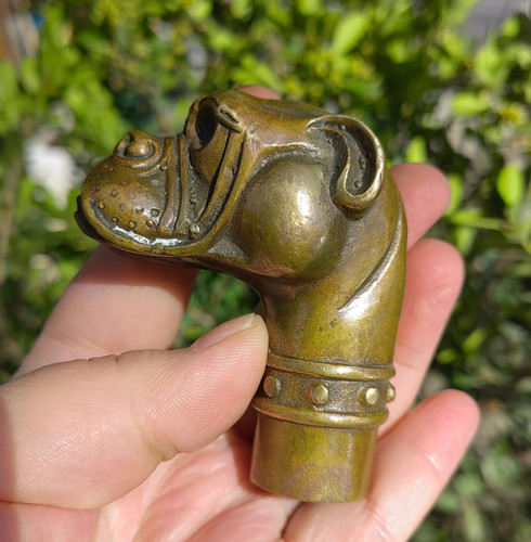 Solid copper dog head cane - head,