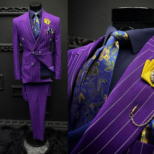 Purple pinstripe men suits - pinstripe,