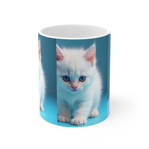 Blue eyed kitten - mug, cat