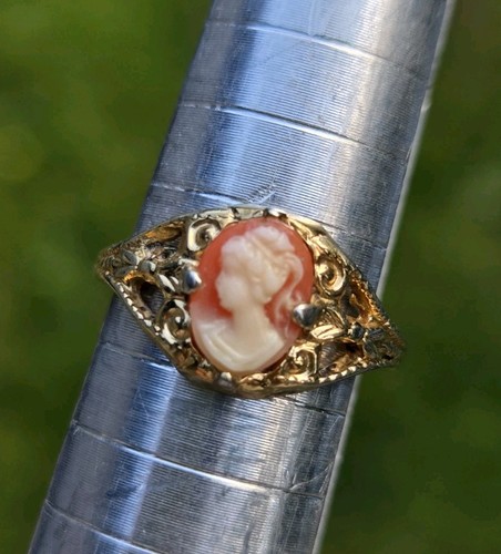 Vintage cameo ring gold tone - vintage,