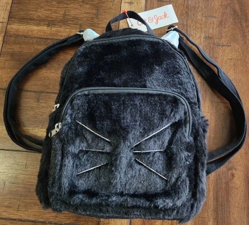Mini backpack black cat faux - backpack,
