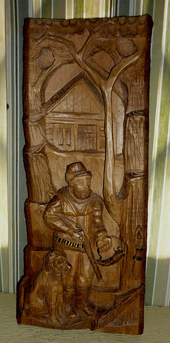 Relief wood carving of a - 3-d,