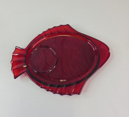 Vintage ruby red glass snack - ruby,