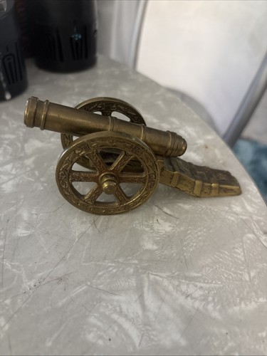 Vintage brass cannon - cannon, wagon